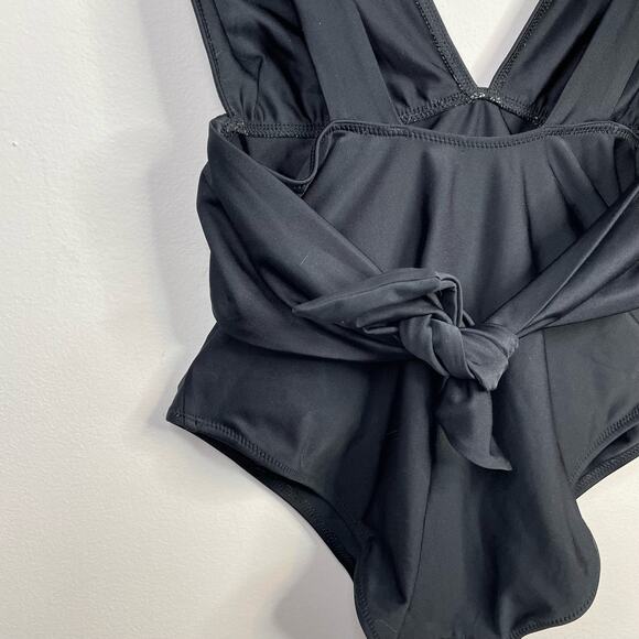 Aerie Black Plunge One Piece Swimsuit Swim Bathing Suit womens S Long Tall - Picture 8 of 13